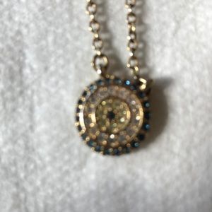 Round Evil Eye Pendant with Saphire Blue Stones